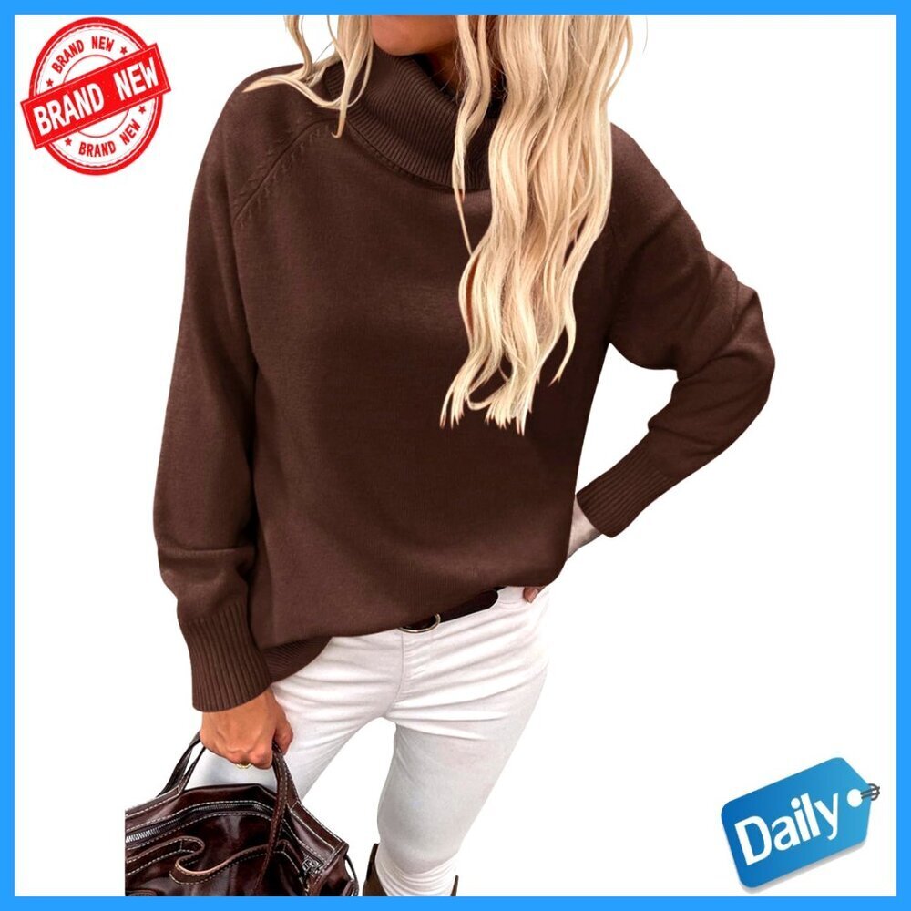 Oversized Turtleneck Sweater Pullover Knit Long Sleeve Loose Fit Fall Winter